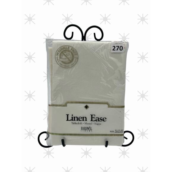 Bardwil Linen Ease Wrinkle Free Tablecloth Off White 60x84” Oval 100% Polyester - Picture 1 of 4